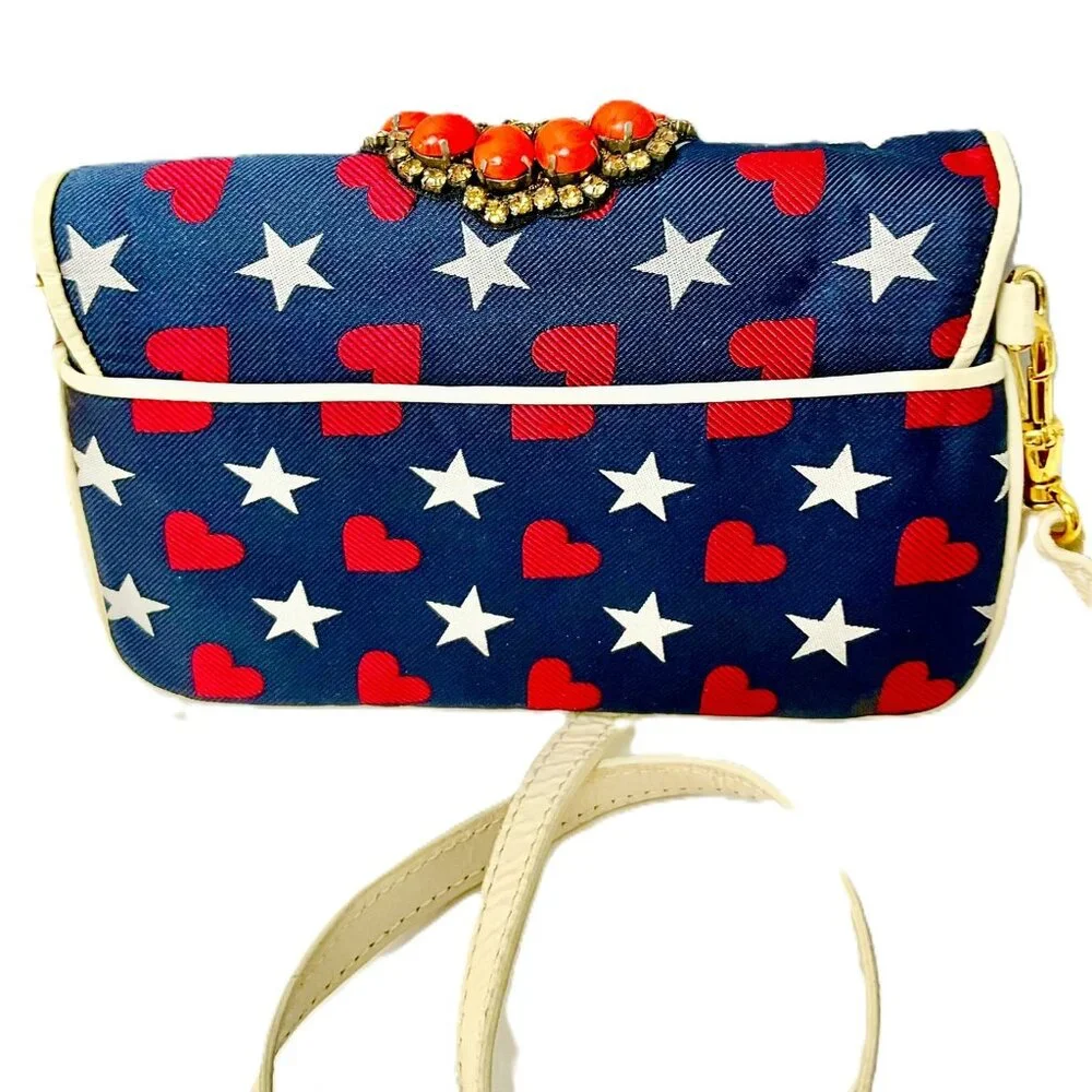 Christian Lacroix Mini Crossbody Bag Wallet Jeweled Hearts Stars Vintage Italy - Picture 2 of 10
